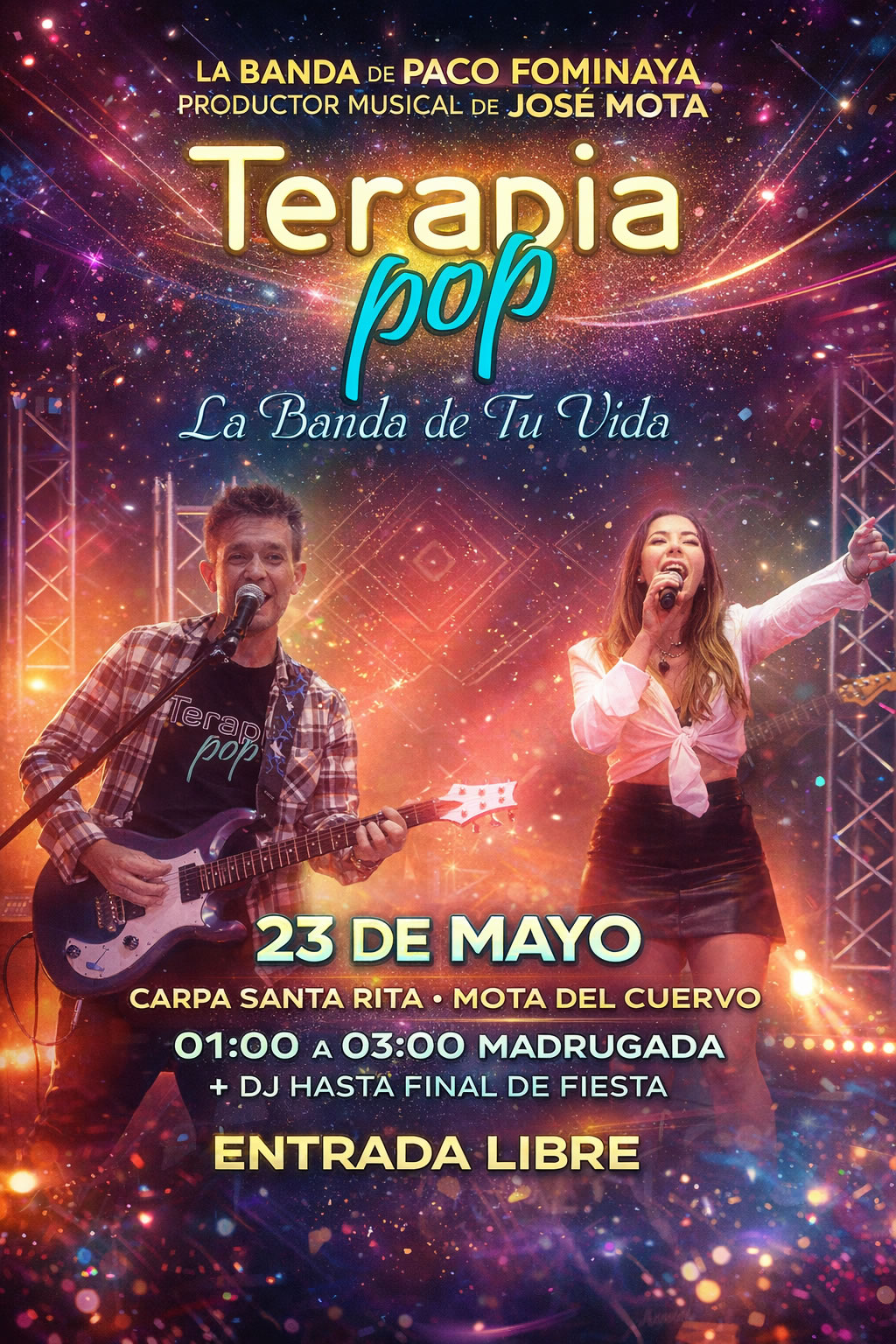 Cartel concierto Terapia Pop 23 de mayo en Mota del Cuervo